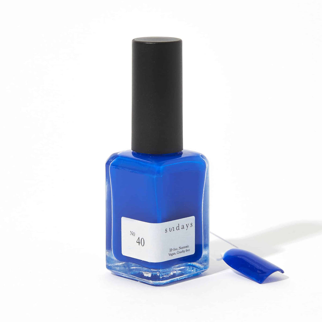 Non-toxic nail polish in bright cobalt